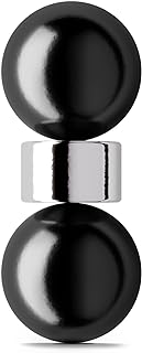 M&P Fake Belly Button Piercing - Magnetic Navel Ring - Without Piercing - Non Pierced - Clip on - Surgical Steel (Onyx)