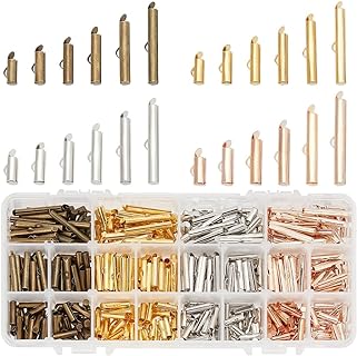 PH PandaHall 480pcs Slider End Clasps 4 Colors Beading Tubes Slider End Caps Slide Tube End Bar for Seed Beads Looms Multi-Strand Necklace Bracelet Jewelry Making (10/13 / 16/20 / 25 / 30mm)
