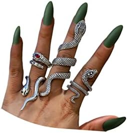 Crystal Accented Alloy Snake Wedding Ring for Women in Gold, Silver, and Black - Adjustable Punk Goth Design