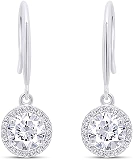 SAVEARTH DIAMONDS Moissanite Earrings, 2.20ct Round Cut Lab Created Diamond Earrings 925 Sterling Silver Dangle Earrings for Women