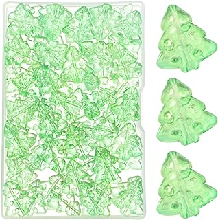 100PCS Large Glass Beads for Jewelry Making Green Christmas Beads for Bracelets Making Necklaces Earring DIY Crafts 15 * 16mm Christmas Tree Bracelet Beads