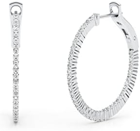 Lever-Backed 1.5-7 Carat Moissanite Hoop Earrings for Women, Designed by GLAM AND GEMS in 925 Sterling Silver with Rhodium Plating