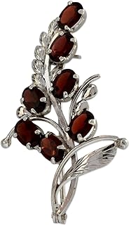 NOVICA Handmade Garnet Floral Brooch Pin 7 Carats .925 Sterling Silver from India Red Birthstone [2 in L x 1.2 in W] 'Spectacular'