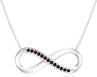 Natural Gemstones Infinity Pendant Necklace for Women in Sterling Silver / 14K Solid Gold