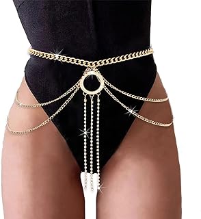 Edgy Punk Rhinestone Waist Chain Belt with Tassel Design, Gold Ring & Crystal Belly Chain made of Alloy - Versatile Body Jewelry for Women & Girls