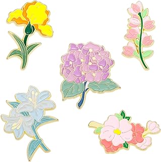 Romantic Cherry Blossom Enamel Pin Pink White Black Blue Flowers Green Leaf Brooches Metal Lapel Badges Jewelry Collection Gifts