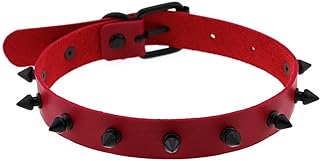 Unisex Multicolor Simulated Leather PU Punk Rock Gothic Black Spiked Rivets Choker Collar Necklace
