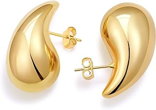 Frigotine Stainless Steel Hoop Earrings with Push Back Fitting - Fashionable Waterdrop Shape for Women's Trendy Prom Jewelry