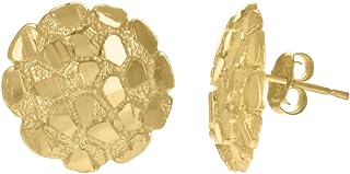 Auriga Fine Jewelry 10k Yellow Gold Fashion Nugget Stud Earrings for Men