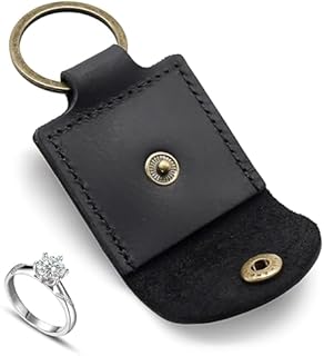 Secure Black Leather Keychain Wedding Ring Holder - Compact, Handmade for Bride & Groom - Protects Jewellery during Sports, Outdoor Events & Daily Use