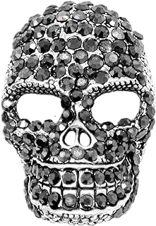 Black Diamond Embellished Rhinestone Skull Brooch with Pin Clasp, Versatile Accessory for Men & Women, Ideal for Parties & Events