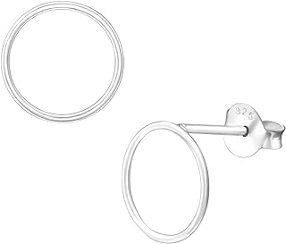 10mm Open Circle Round Karma Stud Earrings 925 Sterling Silver Dainty Push Back