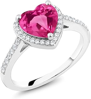 Gem Stone King 925 Sterling Silver Pink Mystic Topaz Engagement Ring For Women (2.21 Cttw, Heart Shape 8MM, Available in size 5, 6, 7, 8, 9)