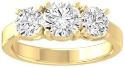 1 Carat - 2 Carat Lab Grown Diamond Three-Stone Ring for Women |14K Yellow or White Gold Wedding Engagement Band Ring | D-E Color and VS Clarity