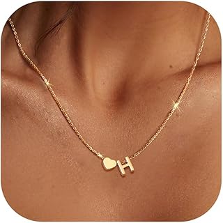 LOLIAS Goldkette für Damen mit Herz und Buchstaben Anhänger, hochwertiger Edelstahl, 41cm Länge, personalisierbar und hypoallergen. Ideal als Geschenk für besondere Anlässe