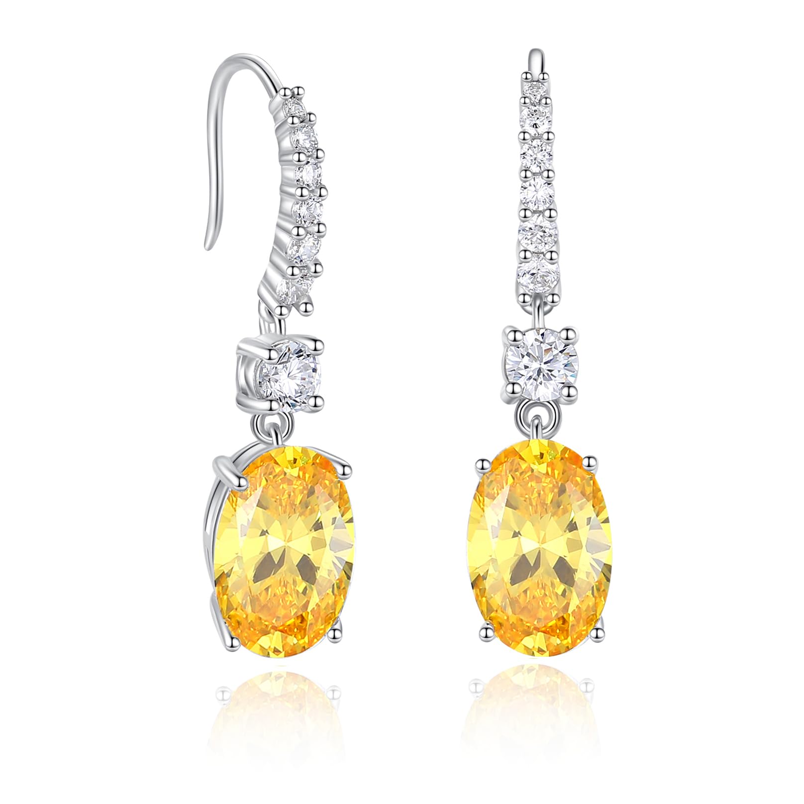 Latch-Back Pink Drop Earrings in 925 Sterling Silver with 6Ct Cubic Zirconia for Women, Oval Design