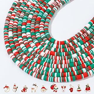 THRELE's 3600 pcs Christmas Clay Beads Bracelet Kit in Polymer Clay with Flat Round Design for Jewelry Makers - Medium Size