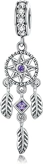 FAEFASH Dream Catcher Dangle Charms fit Pandora Style Bracelet,925 Silver Charm Dream Bead Good Wishes Charms for Dreamcatcher