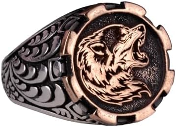 Solid Sterling Silver Wolf Wedding Ring for Men, KAMBO Howling Wolf Design, Signet Style