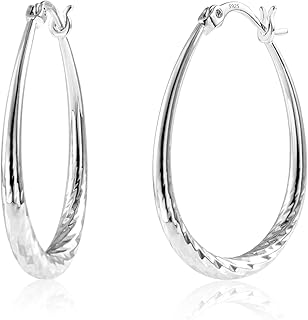 ASH'S CHOICE Boucles d'oreilles créoles en argent sterling 925 pour femme, ovales de 28mm, légères et hypoallergéniques, parfaites pour toutes occasions comme mariages et fêtes