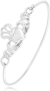 No-Clasp Box Chain Claddagh Bangle Bracelet in Alloy for Women - Elegant 6-Tone Design Perfect for Gift-Giving