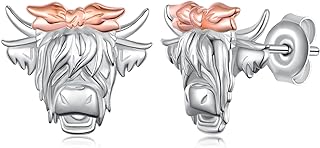 Highland Cow Earrings for Women 925 Sterling Silver Cow Stud Earrings Western Cowgirl Boho Cow Earrings Jewelry Gifts for Women Girls Animal Lover