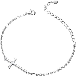 S925 Sterling Silver Crucifix Bangle Bracelet with Graceful Mini Pendant - Versatile & Hypoallergenic Jewelry Gift Set for Kids
