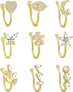 VitaCool Fake Nose Ring Hoop Fake Septum Fake Nose Ring Stud Faux Fake Nose Ring Piercing Nose Cuffs for Non Pierced Nose Magnetic Nose Ring Jewelry for Women Men