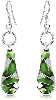 Water Drop Dangle Earrings with French Wire Back, Handmade Glass Bead Details, for Women and Girls