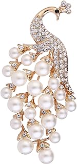 BELUCKIN Vintage Peacock Brooches For Women Animal Rhinestone Simulated Pearl Brooch Pin Jewelry Accessories