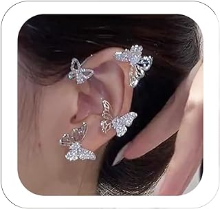 Crystal Butterfly Wrap Earrings in Zinc with Push Back Design for Women and Girls