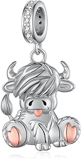 SVODEA Highland Cow Charm 925 Sterling Silver Cow Charms for Bracelets Cute Animal Highland Cow Jewelry Gifts for Women Girls