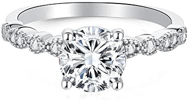 Blocaci 1-1/5 Carat (ctw) Classic Round Engagement Rings for Women Platinum Plated Silver, Moissanite Engagement Rings Wedding Anniversary Rings