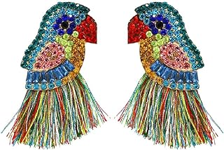 High-Quality Zinc Pierced Back Finding Parrot Earrings with Cubic Zirconia For Women and Girls - Classic Drop Design Jewelry Gift