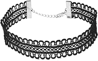 Stylish Women's Sexy Black Lace Choker Necklace with Durable Cable Chain - Versatile, Adjustable Fit, Elegant Party Fashion Accessory & Perfect Gift Idea