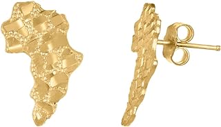 10k Yellow Gold Unisex Map Nugget Stud Earrings Jewelry Gifts for Women