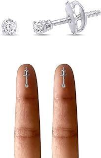 Round Natural Diamond Stud (IGI Certified 0.70 ct & up) Popular Plus Quality Screw Back Earrings in 14k Solid Gold, 0.04 Ctw & Up, Mother's Day Gift For Her