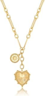 CLASSYZINT Gold Choker Necklace For Women Sun Heart Flower Charms Pendant Necklace Chunky Gold Statement Necklace