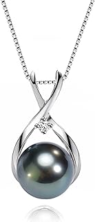 Exquisite Anniversary Gift for Her - NONNYL Tahitian Black Pearl Necklace in Sterling Silver Box Chain with Lobster Clasp - Luxurious Gold Plated Pendant Jewelry for Women