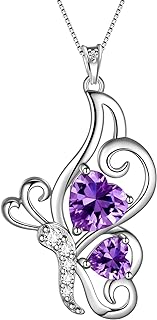 Butterfly Heart Necklace Birthstone Pendant Necklace Earrings Bracelet Women 925 Sterling Silver Animal Butterflies Birthstone Pendant Crystal Birthday Jewelry Wedding Gift