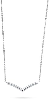BERRICLE Sterling Silver Wishbone Chevron Pendant Necklace for Women, Rhodium Plated