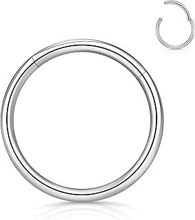 316l Surgical Steel Hinged Nose Rings Hoop 20G 18G 16G 2Pcs Nose Hoop Diameter 5mm 6mm 7mm 8mm 9mm 10mm 12mm Septum Ring Cartilage Earrings Helix Tragus Conch Daith Rook Nose Piercing Jewelry Gold-Silver-Black