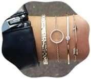 Amber Bead Chain Cuff Bracelet with Lobster Claw Clasp for Women, Flat Design