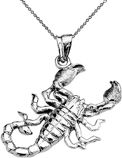 Fine Sterling Silver Sideways Scorpion Pendant Necklace