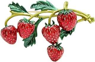 Enamel Strawberry Brooch Pin Cute Brooches Lovely Fruit Lapel Pin Elegant Dress Accessories Jewelry Boutonniere Corsage Badge Backpack Hat Clothes Bag Decoration for Women Girls