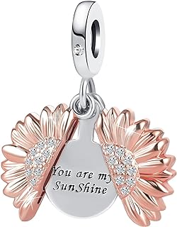 OutstandLong You are My Sunshine Sunflower Bead Charms for Pandora Charm Bracelets Girls Women