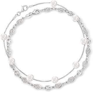 Ross-Simons 7-7.5mm Cultured Pearl and Sterling Silver Jewelry Set: 2 Anklets. 10 inches
