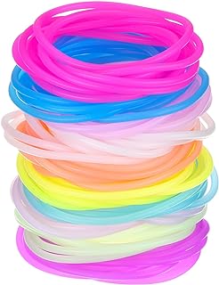 Hotop Multicolor Silicone Jelly Bracelets Hair Ties for Girls Women, 100 Pieces Random Color (Non Luminescent)