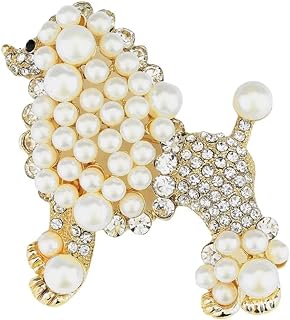 Sparkling Pretty Poodle Faux Pearl and Crystal Rhoyal Brooch