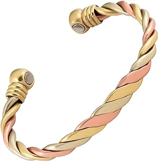 MAGNETJEWELRYSTORE Adult Copper Bracelet, Magnetic Therapy Design in High-Power Triple Cuff Style